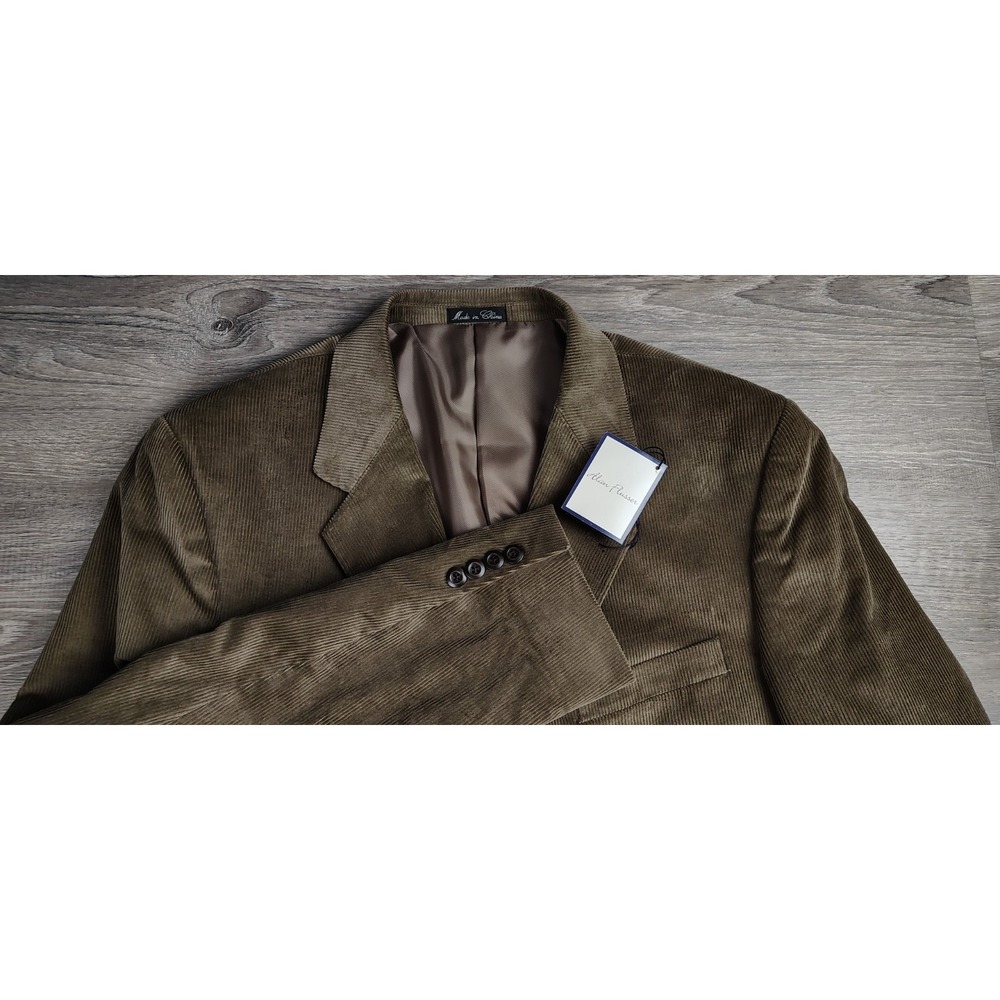 Alan Flusser Blazer Mens 44L Brown Corduroy Sport Coat Jacket Lined Pockets